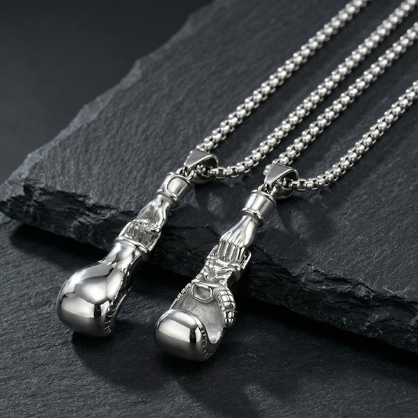 《 QBOX 》FASHION 飾品【GPN-2278】精緻個性拳力以赴拳擊手套鈦鋼墬子項鍊/吊墬-細節圖4