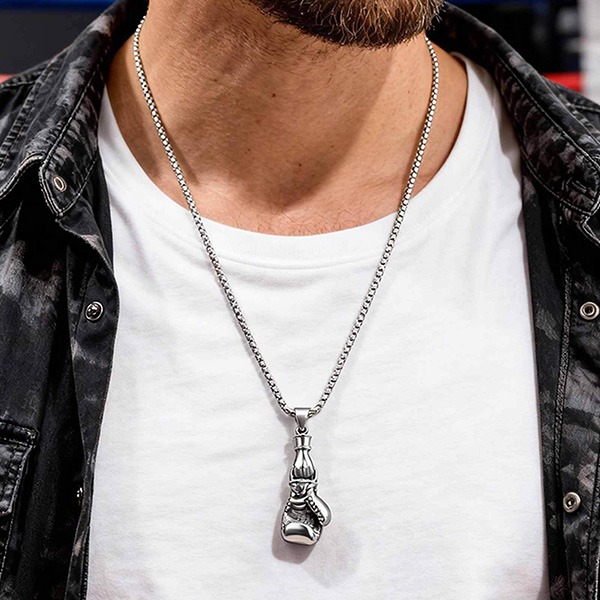 《 QBOX 》FASHION 飾品【GPN-2278】精緻個性拳力以赴拳擊手套鈦鋼墬子項鍊/吊墬-細節圖6