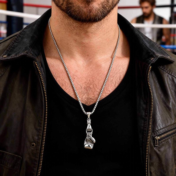 《 QBOX 》FASHION 飾品【GPN-2278】精緻個性拳力以赴拳擊手套鈦鋼墬子項鍊/吊墬-細節圖7