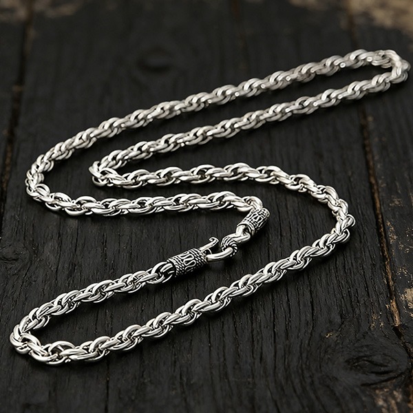 《 QBOX 》FASHION 飾品【SN0710】精緻個性復古多繁圈繩結圖紋S扣頭S925純銀項鍊/鏈條-細節圖4