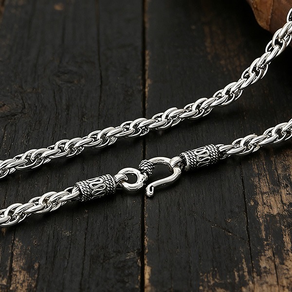 《 QBOX 》FASHION 飾品【SN0710】精緻個性復古多繁圈繩結圖紋S扣頭S925純銀項鍊/鏈條-細節圖5