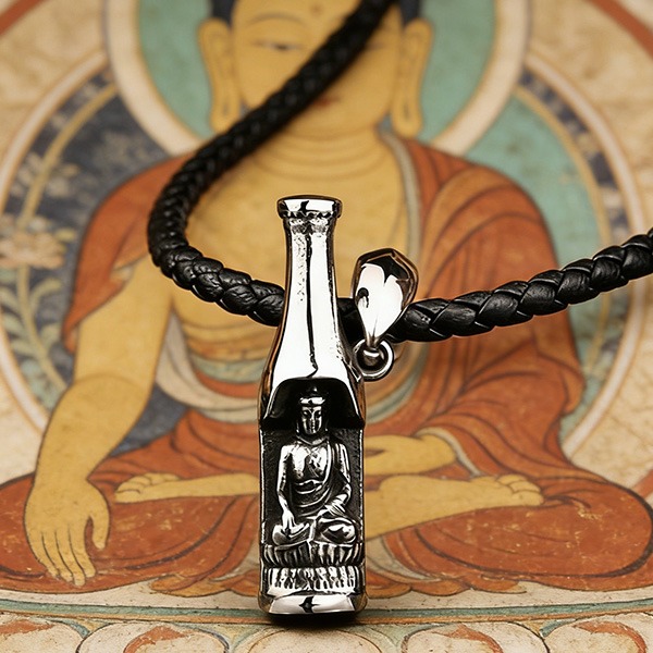 《 QBOX 》FASHION 飾品【CLHP138】精緻個性瓶中佛像創意開器瓶鈦鋼墬子項鍊/吊墬-細節圖3