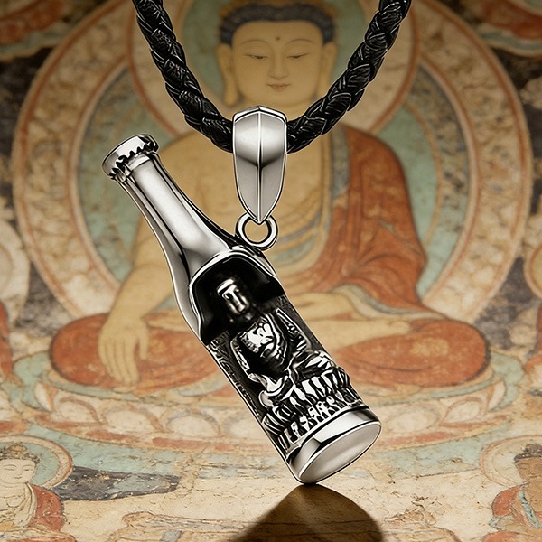 《 QBOX 》FASHION 飾品【CLHP138】精緻個性瓶中佛像創意開器瓶鈦鋼墬子項鍊/吊墬-細節圖5