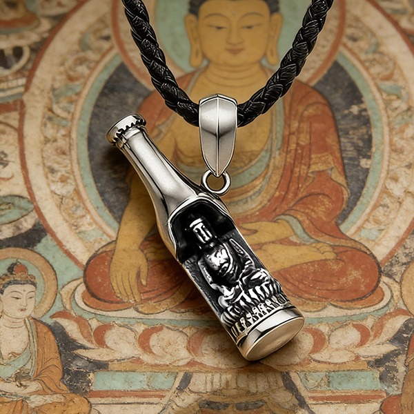 《 QBOX 》FASHION 飾品【CLHP138】精緻個性瓶中佛像創意開器瓶鈦鋼墬子項鍊/吊墬-細節圖6