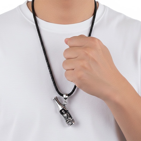 《 QBOX 》FASHION 飾品【CLHP138】精緻個性瓶中佛像創意開器瓶鈦鋼墬子項鍊/吊墬-細節圖7