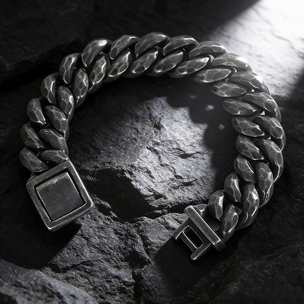 《 QBOX 》FASHION 飾品【BK161367】 精緻個性街頭風硬核復古仿舊古巴鈦鋼手鍊/手環-細節圖5