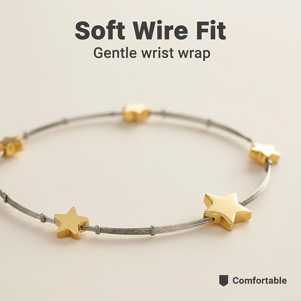 《 QBOX 》FASHION 飾品【BS23031055】 精緻個性幾何形金色星星鋼絲手鍊/手環(特價)-細節圖4