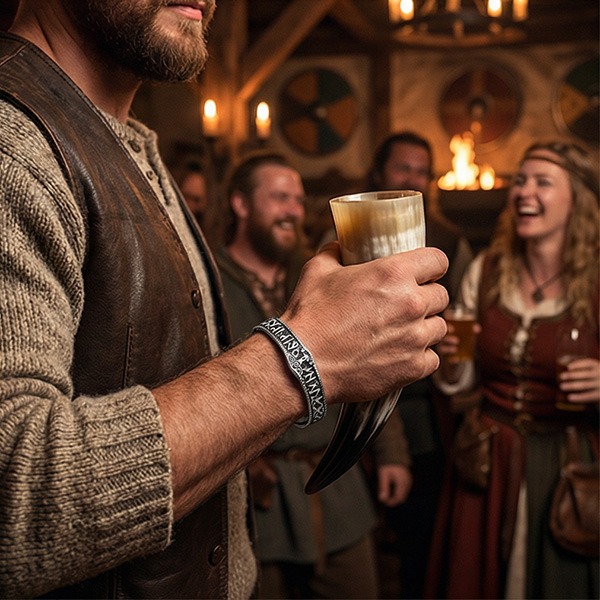 《 QBOX 》FASHION 飾品【BBRG-078】 精緻個性北歐維京戰魂之錘鈦鋼開口手鐲/手環-細節圖9