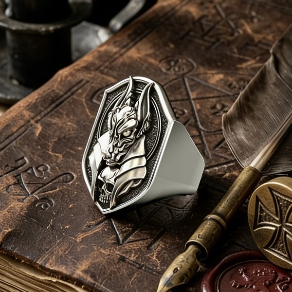 《 QBOX 》FASHION 飾品【RBR8-1163】精緻個性復古冥界守護者阿努比斯鈦鋼戒指/戒環-細節圖6