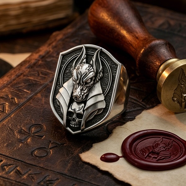 《 QBOX 》FASHION 飾品【RBR8-1163】精緻個性復古冥界守護者阿努比斯鈦鋼戒指/戒環-細節圖7