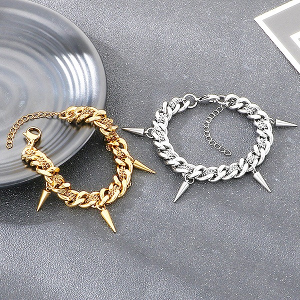 《 QBOX 》FASHION 飾品【BK211269】 精緻個性銳刺柳釘古巴鈦鋼手鍊/手環(二色)-細節圖4
