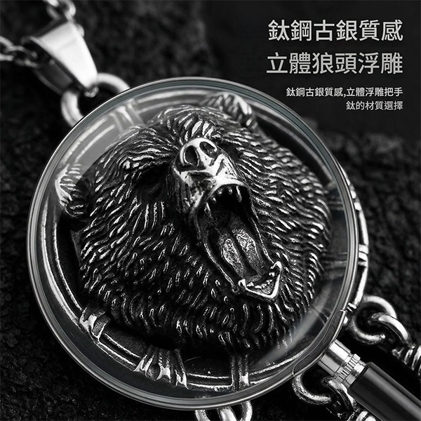《 QBOX 》FASHION 飾品【CBP8-1146】精緻個性熊頭捕夢網鈦鋼墬子項鍊/吊墬-細節圖5