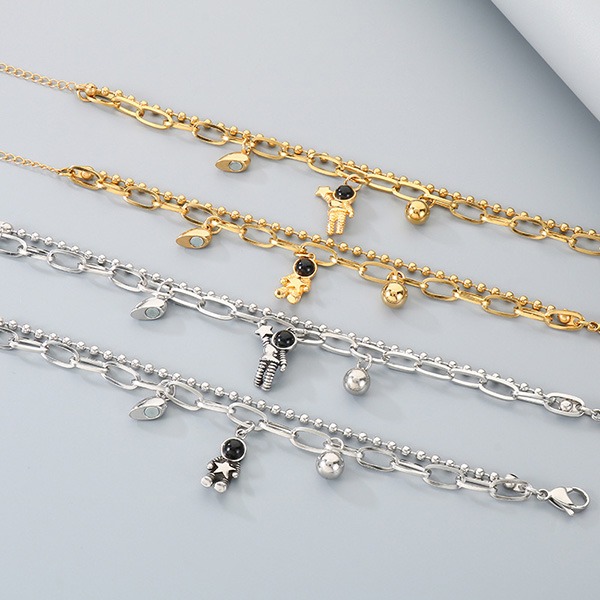 《 QBOX 》FASHION 飾品【BK208413】 精緻個性太空人摘心鈦鋼情侶手鍊/手環(二色)-細節圖5