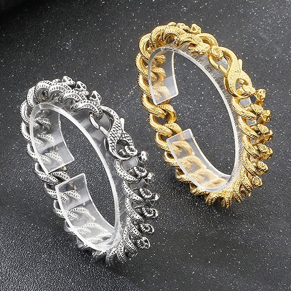 《 QBOX 》FASHION 飾品【BK204392】 精緻個性復古靈蛇纏繞環鏈8字扣鈦鋼手鍊/手環(二色)-細節圖3