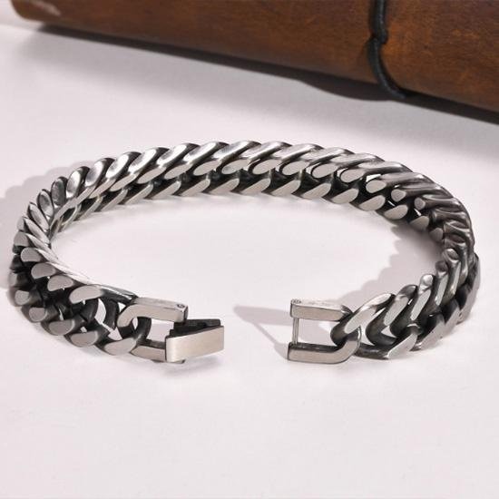 《 QBOX 》FASHION 飾品【BBR-475】 精緻個性仿舊型男簡約款鈦鋼手鍊/手環(型男專用)-細節圖3