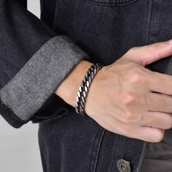 《 QBOX 》FASHION 飾品【BBR-475】 精緻個性仿舊型男簡約款鈦鋼手鍊/手環(型男專用)-細節圖8