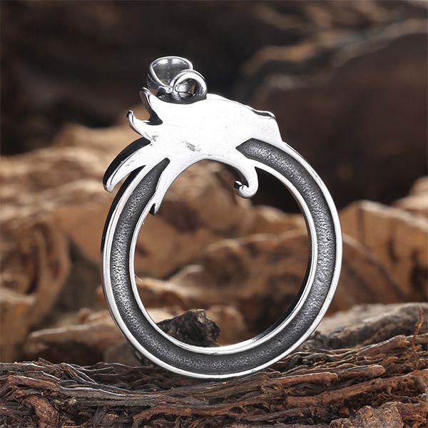 《QBOX 》FASHION 飾品【CBP8-598】【北歐守護】維京巨龍符文環鈦鋼吊墜｜復古做舊防過敏男士信仰項鍊-細節圖7