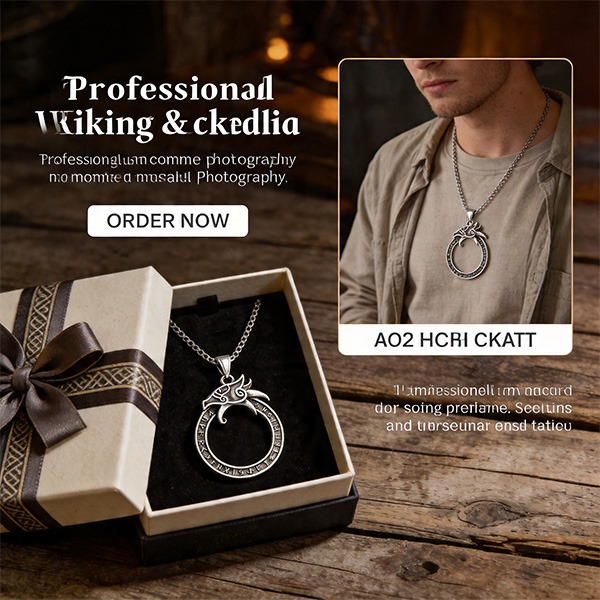 《QBOX 》FASHION 飾品【CBP8-598】【北歐守護】維京巨龍符文環鈦鋼吊墜｜復古做舊防過敏男士信仰項鍊-細節圖10