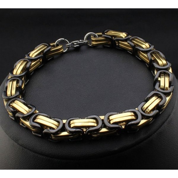 《QBOX 》FASHION 飾品【BR-019BG】 精緻個性粗曠型男招財間金鈦鋼手鍊/手環(推薦)-細節圖3