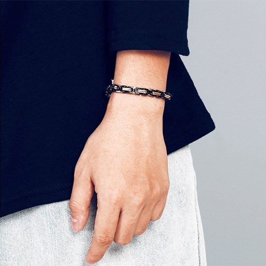 《QBOX 》FASHION 飾品【BR-019BG】 精緻個性粗曠型男招財間金鈦鋼手鍊/手環(推薦)-細節圖5
