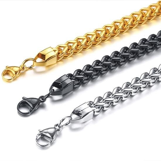 《 QBOX 》FASHION 飾品【GBR-625】精緻個性歐美仿舊龍骨方面環扣鈦鋼手鍊/手環-細節圖3