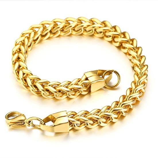 《 QBOX 》FASHION 飾品【GBR-625】精緻個性歐美仿舊龍骨方面環扣鈦鋼手鍊/手環-細節圖5