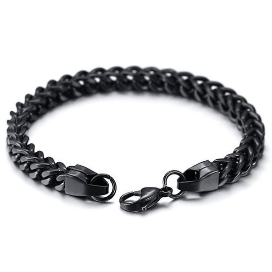 《 QBOX 》FASHION 飾品【GBR-625】精緻個性歐美仿舊龍骨方面環扣鈦鋼手鍊/手環-細節圖6