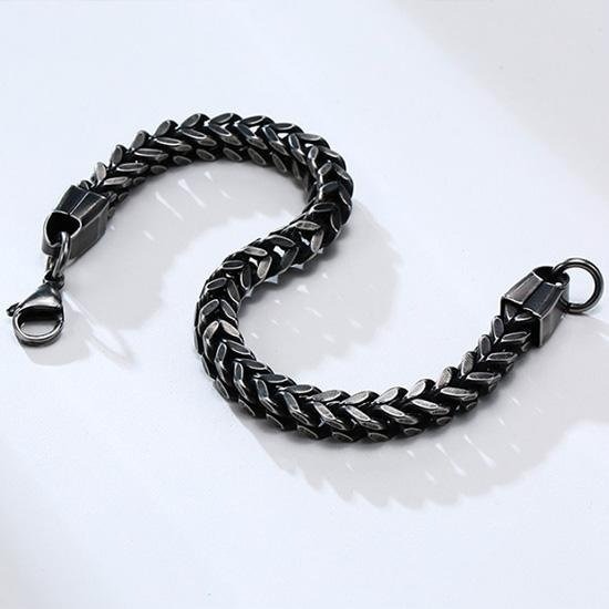 《 QBOX 》FASHION 飾品【GBR-625】精緻個性歐美仿舊龍骨方面環扣鈦鋼手鍊/手環-細節圖7