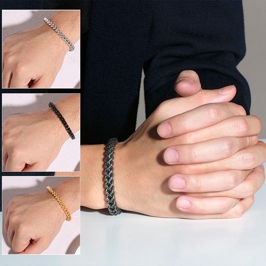 《 QBOX 》FASHION 飾品【GBR-625】精緻個性歐美仿舊龍骨方面環扣鈦鋼手鍊/手環-細節圖9