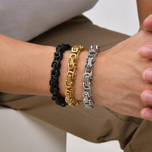 《 QBOX 》FASHION 飾品【GBR-1842】 精緻個性拜占庭麻繩方環扣鈦鋼手鍊/手環-細節圖8