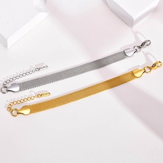 《 QBOX 》FASHION 飾品【BBR-1267】 精緻秀氣簡約網格狀錶帶鈦鋼手鍊/手環(二色)-細節圖4