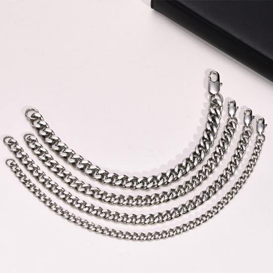 《 QBOX 》FASHION 飾品【BBR-1400】 精緻個性嘻哈拋光面磨古巴環扣鈦鋼手鍊/手環-細節圖3