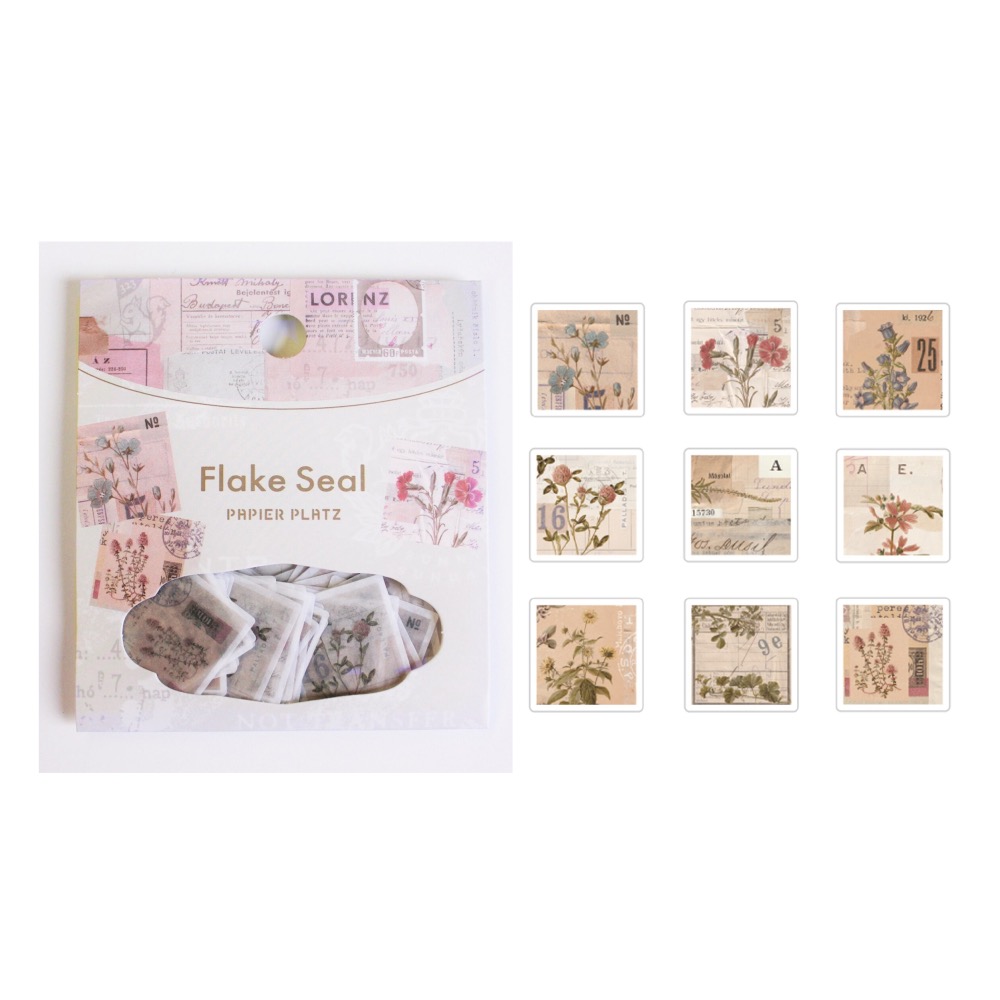 【文具室務】日本 PAPIER PLATZ 方形花卉 素材貼紙包 Sunny Sunday 貼紙 Flake Seal-細節圖3