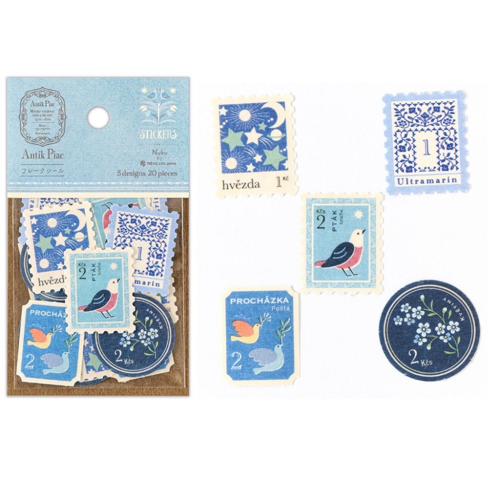 【文具室務】日本 NB社 Antik Piac 復古郵票貼紙包 Nuku 歐洲骨董 貼紙 日本製-細節圖5