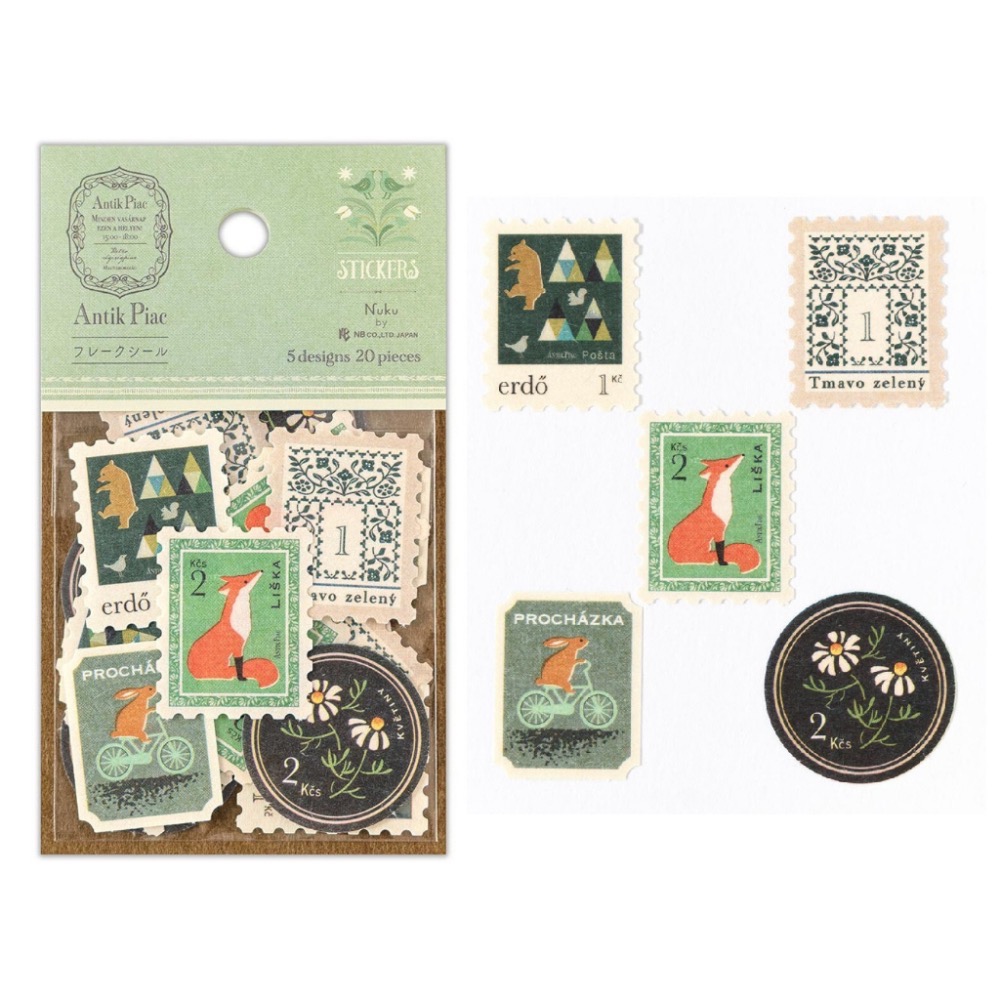 【文具室務】日本 NB社 Antik Piac 復古郵票貼紙包 Nuku 歐洲骨董 貼紙 日本製-細節圖9
