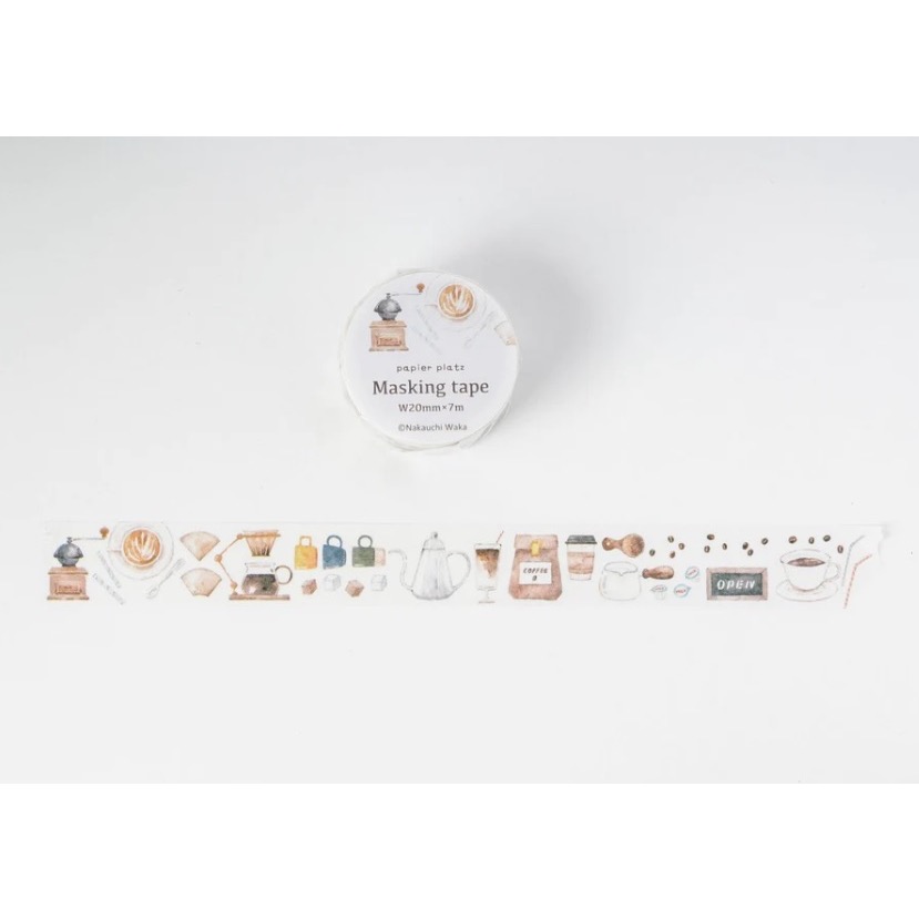 【文具室務】日本 Papier Platz x Nakauchi Waka 和紙膠帶 Coffee 37-817 紙膠帶-細節圖2