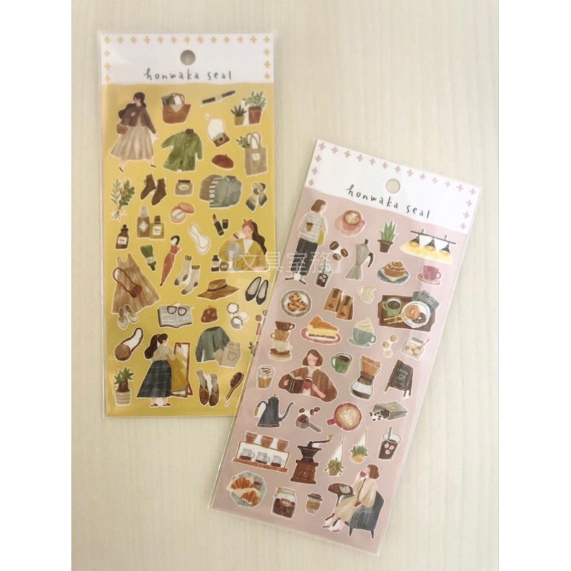 【文具室務】日本 MIND WAVE 貼紙 honwaka seal 日常生活系列 81545 郊遊 81546 咖啡廳-細節圖2