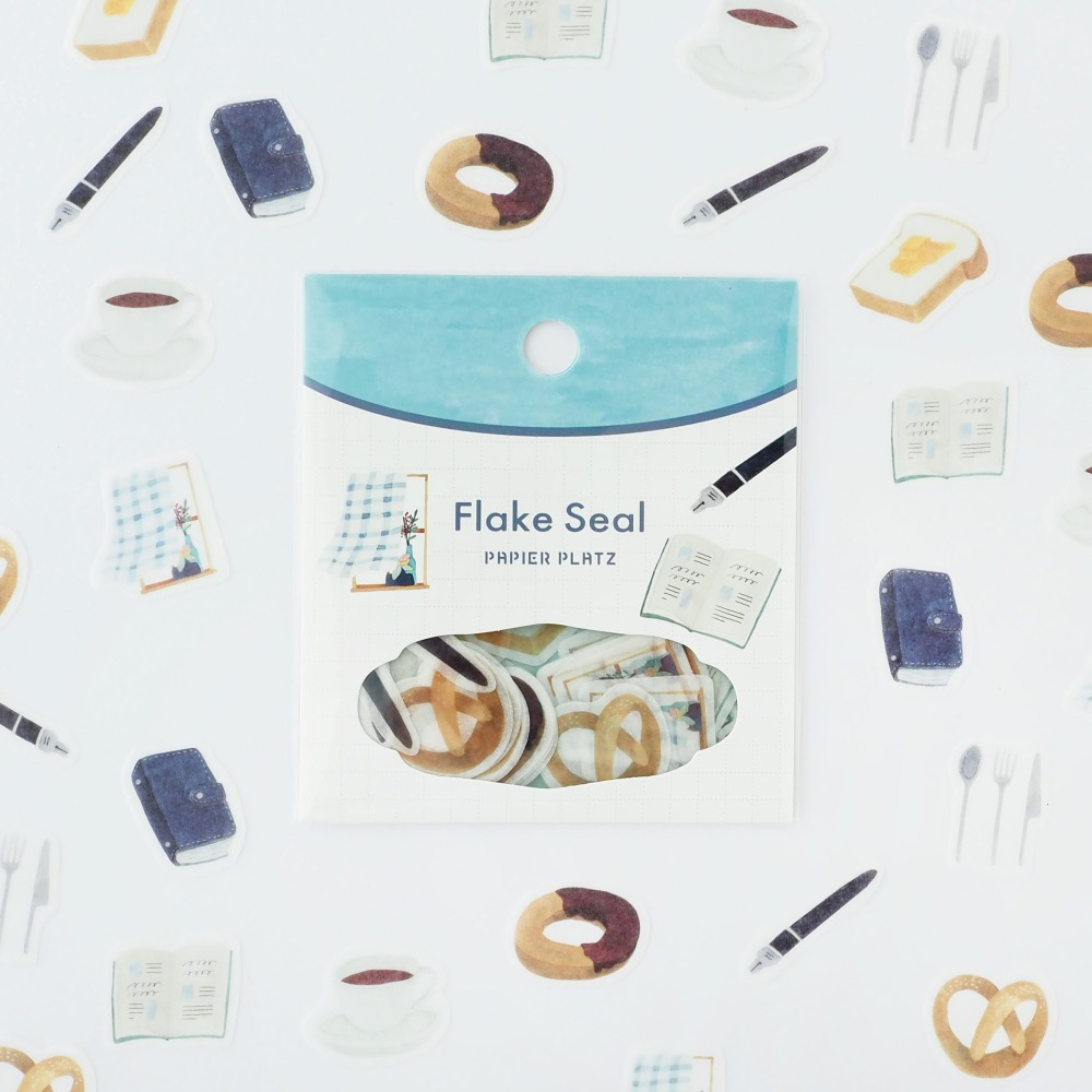 【文具室務】日本 PAPIER PLATZ x ASANEL 早餐筆記 和紙貼紙包 Flake Seal 貼紙 手帳-細節圖2