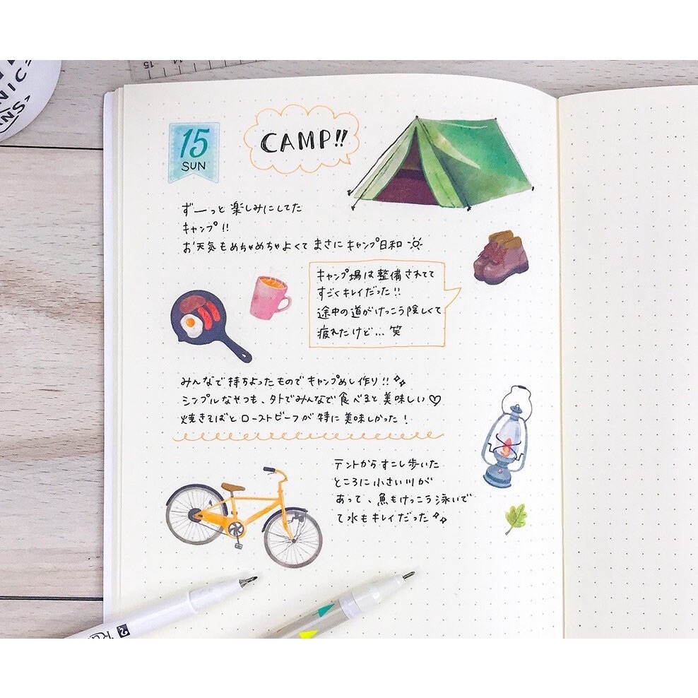 【文具室務】日本 Pine Book 露營 貼紙 手帳素材 拼貼 日本製 帳篷 旅行 腳踏車 裝飾貼紙-細節圖2