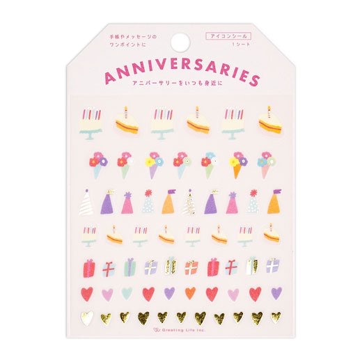 【文具室務】日本  Greeting Life | Chic 紀念日貼紙 生日 週年慶 手帳貼紙 手帳素材 貼紙 日本製-細節圖3