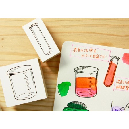【文具室務】日本 SANBY INK BIYORI 系列 自由墨水印章 印章 鋼筆 滴管 試管燒杯 木製印章 試色-細節圖3