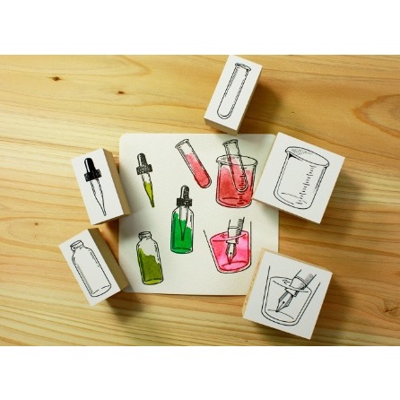 【文具室務】日本 SANBY INK BIYORI 系列 自由墨水印章 印章 鋼筆 滴管 試管燒杯 木製印章 試色-細節圖4