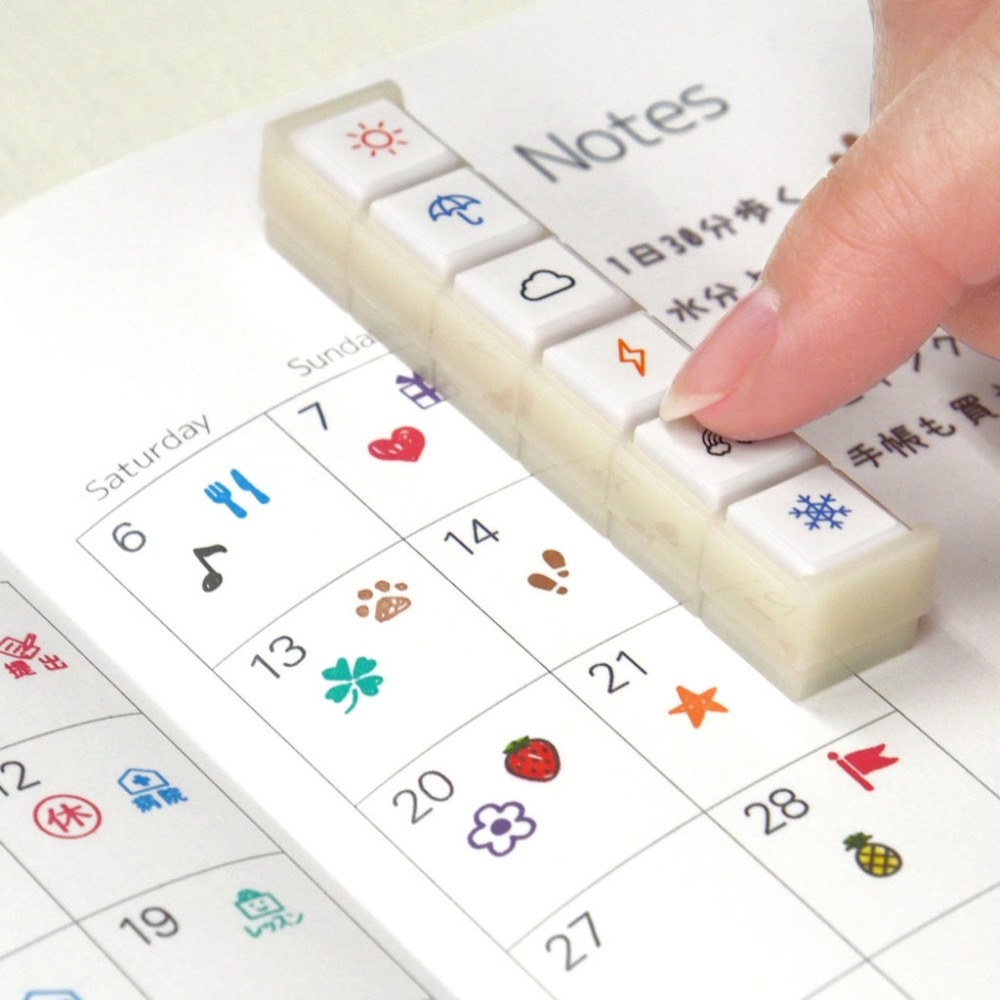 【文具室務】KODOMONOKAO Pochitto 6 按壓式浸透印章 工作行程 文房具 手帳文具 Pochitto6-細節圖3
