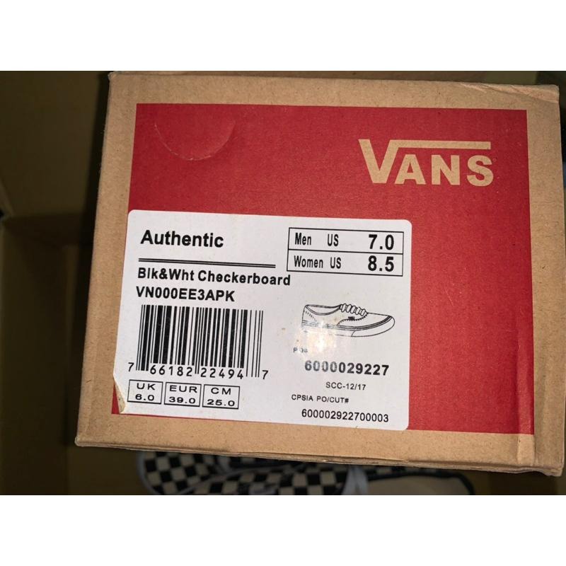 全新Vans Authentic 棋盤格滑板鞋 休閒鞋US7(25cm)-細節圖5