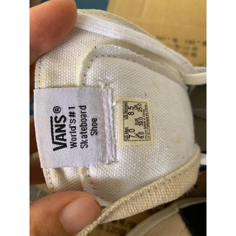 零碼出清 無原鞋盒 Vans高筒滑板鞋 米白色黑色 US7(25cm)-細節圖3