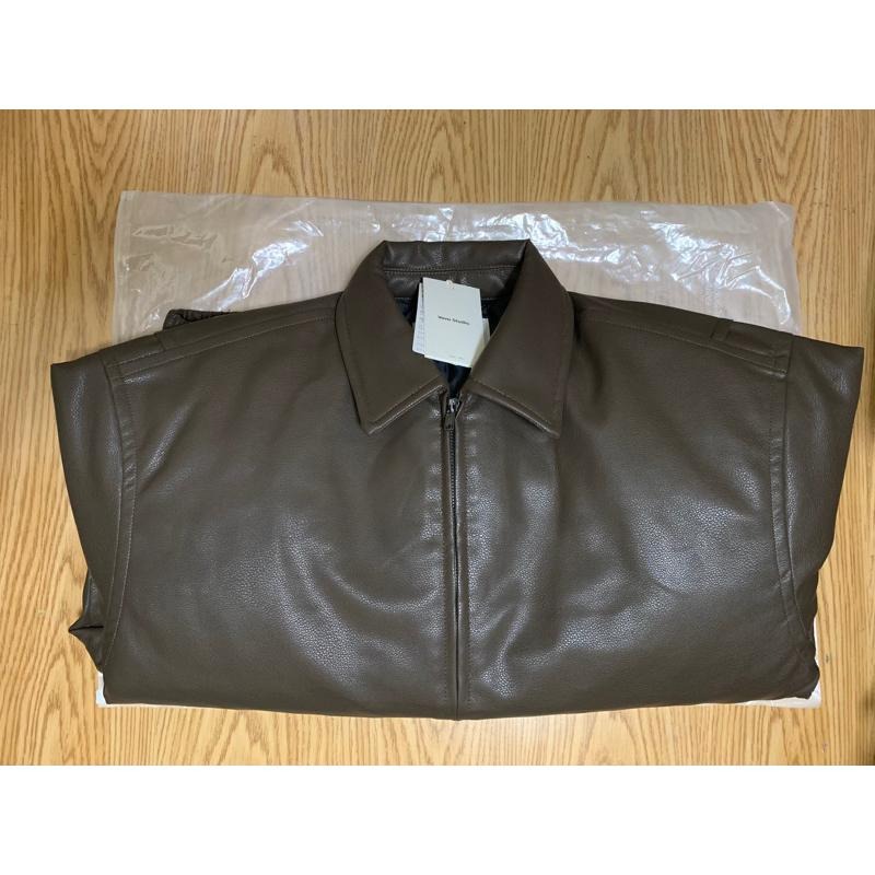全新版型偏大 美式基礎簡約純色PU皮衣棉服索羅娜科技棉外套-細節圖9