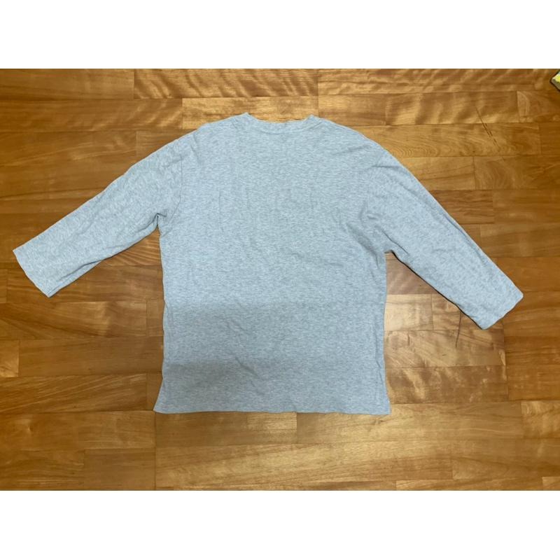 二手 男版寬版Uniqlo棉口袋上衣 7分袖 黑色 灰色 M號-細節圖2