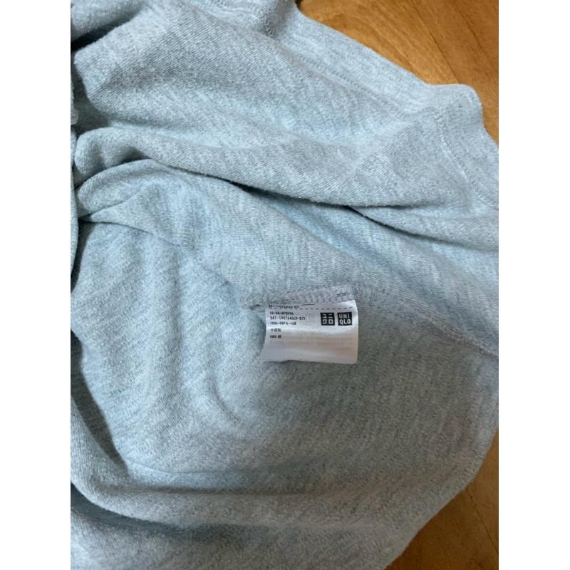 二手 男版寬版Uniqlo棉口袋上衣 7分袖 黑色 灰色 M號-細節圖3