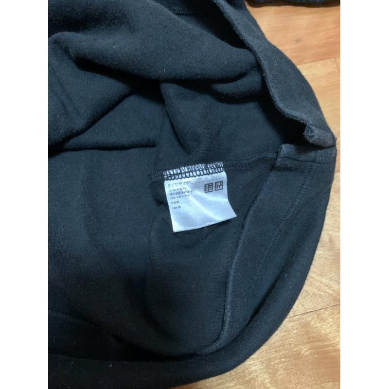 二手 男版寬版Uniqlo棉口袋上衣 7分袖 黑色 灰色 M號-細節圖5