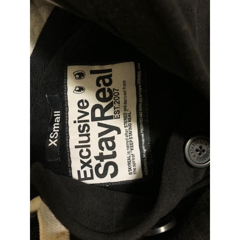 STAYREAL大S厚棉帽夾 連帽大學t 黑標XS-細節圖2